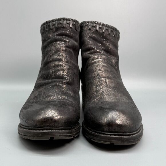 A.S.98 Airstep Womens 9.5 - 10 Metallic Gold Black Zip Bootie Boot Retro Vintage - Picture 3 of 12